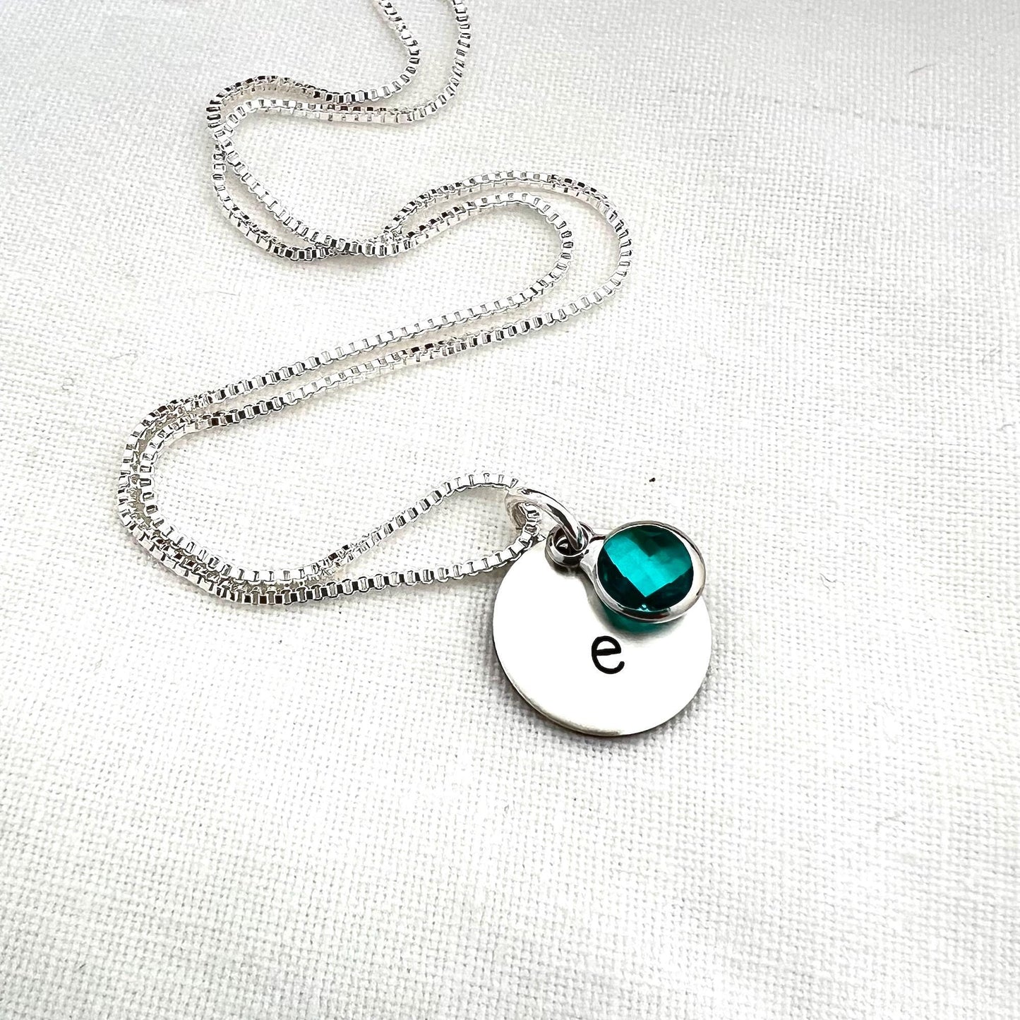 Sterling Silver Initial Necklace | Personalized Birthstone Pendant