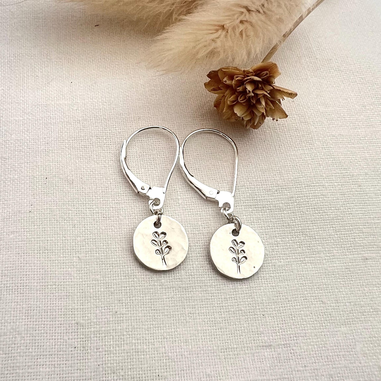 Sterling Silver Leaf Dangle Earrings |Minimalist Botanical Jewelry