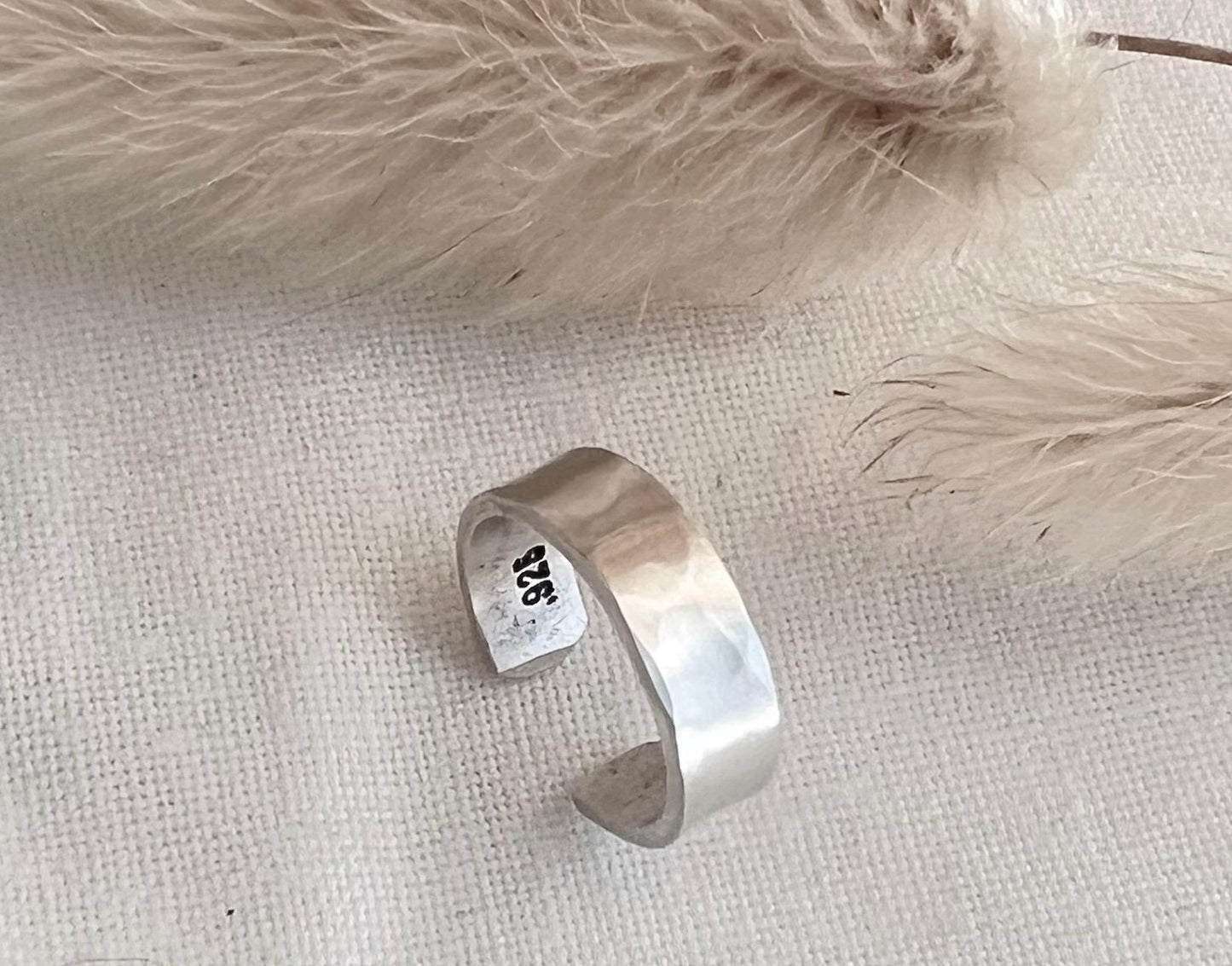 Ear Cuff | Hammered Sterling Silver Ear Cuff | 4mm Wide Ear Cuff | No Piercing | Textured Hammered Finish Ear Cuff | Minimalist Ear Cuff