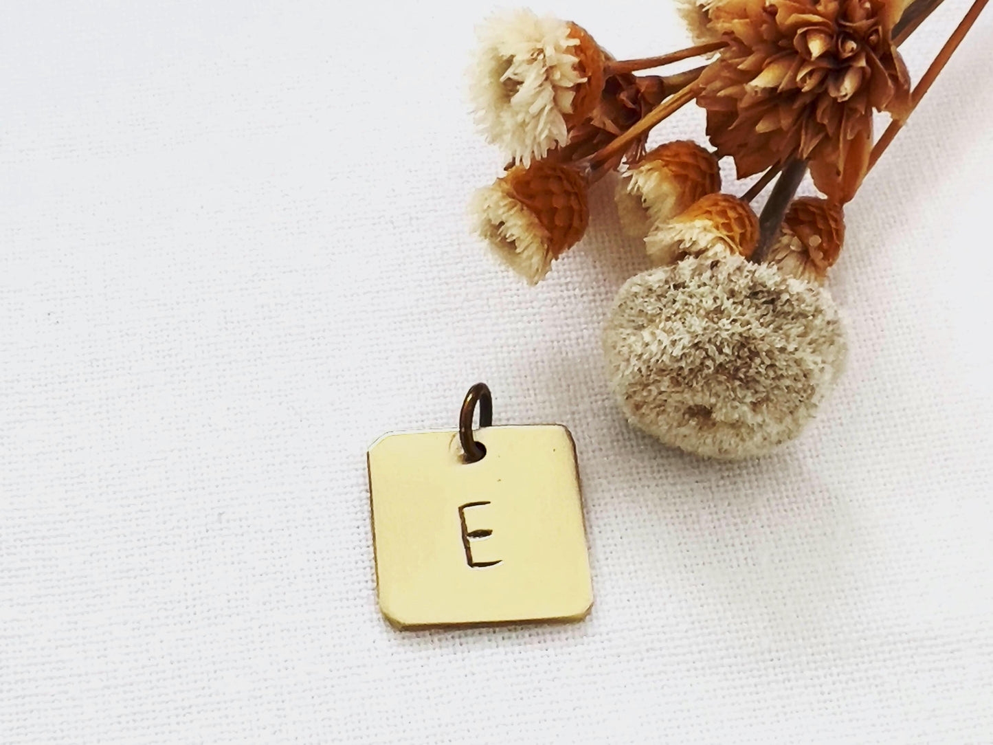 Personalized Brass Square Initial Charm | Custom Letter Pendant | Add on Charm For Necklace | Bracelet Initial Charm |  Personalized Gift