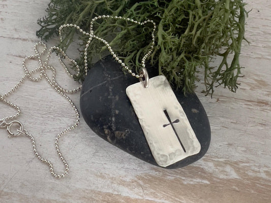 Cross Necklace | Dog Tag Necklace | Confirmation Gift | First Communion Gift | Godfather Gift | Baptism Gift | Gift for Men