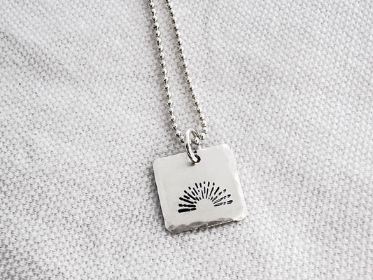 Sunshine Necklace | Sterling Silver Sunburst Necklace | Sunset Necklace | You Are My Sunshine | Hand Stamped | Gift for her