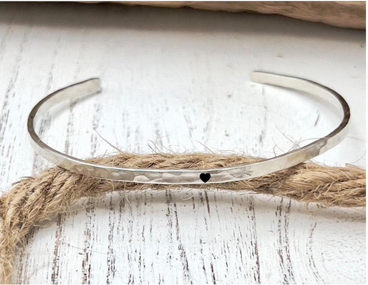Sterling Silver Bracelet | Handmade Silver Bracelet | Skinny Stacking Cuff | Hammered Bracelet | Minimalist Jewelry | Gift for her