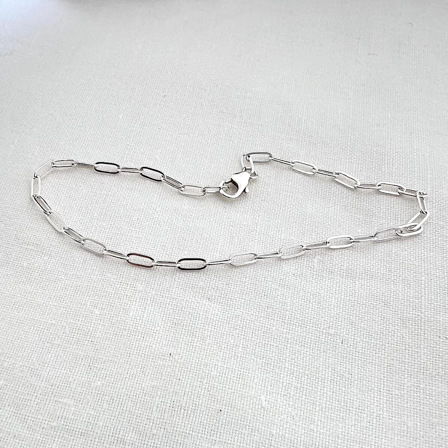 Sterling Silver Paperclip Bracelet | Chain Link Bracelet | Bracelet For Charms | Add on Charm Bracelet | Gift For Her