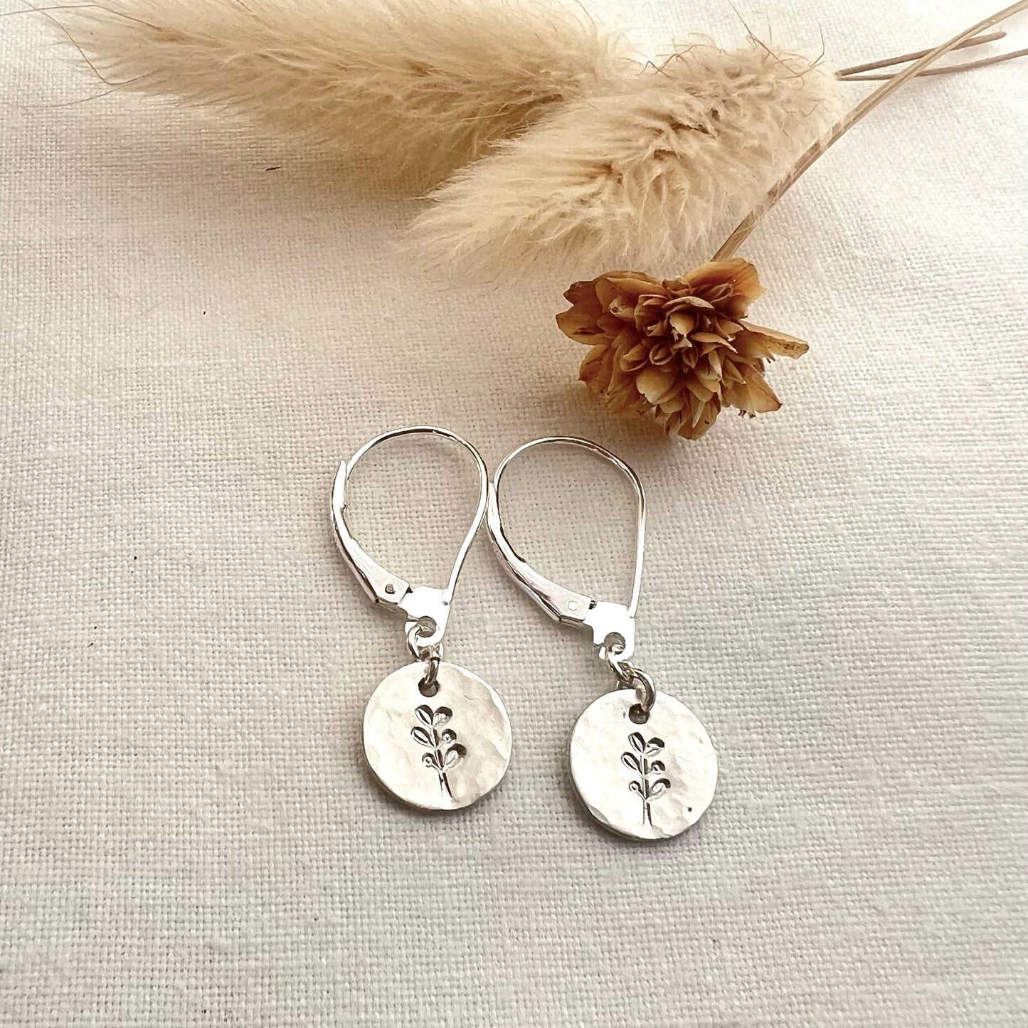 Sterling Silver Leaf Dangle Earrings |Minimalist Botanical Jewelry