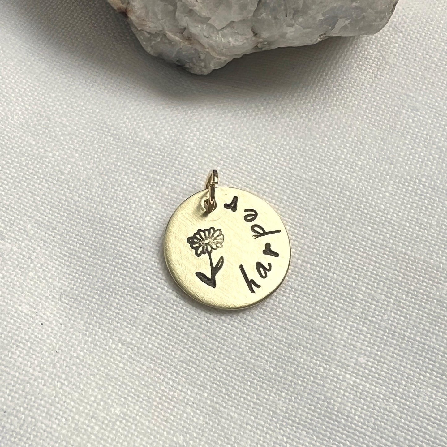 Birth Flower Name Charm | Personalized Name Charm | Add on Charm | Hand Stamped Jewelry | Silver or Gold  | Custom Floral Pendant Gift