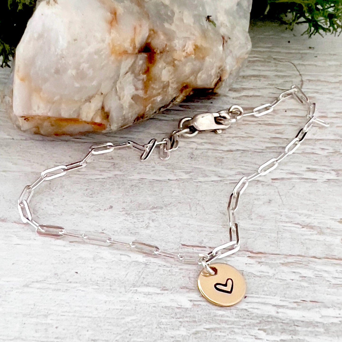 Initial Charm Bracelet | Sterling Silver Paperclip Chain |  14K Gold Filled | Personalized Jewelry | Gift for Her