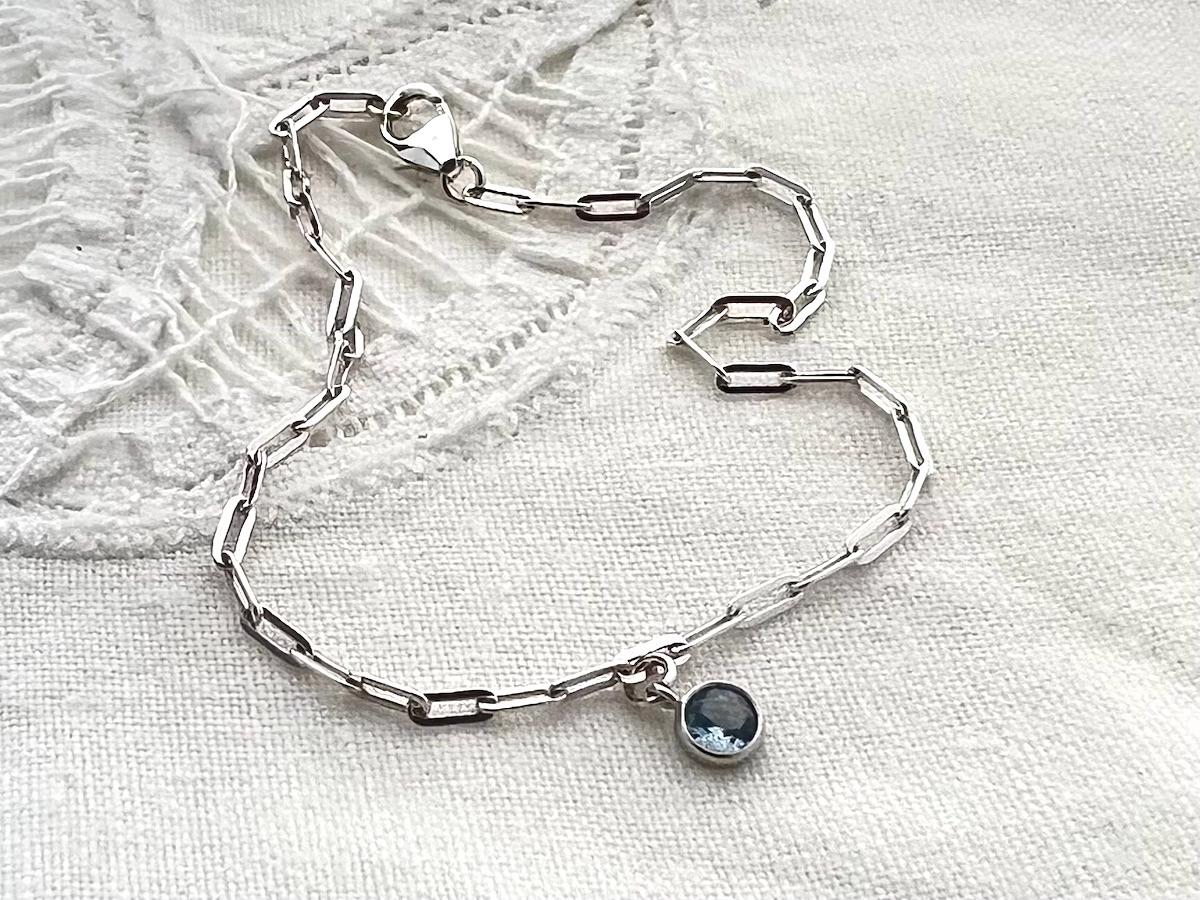 Something Blue Gift for Bride | Sterling Silver Blue Sapphire Stone Bracelet | Bridal Jewelry | Wedding Gift | Bride Bracelet