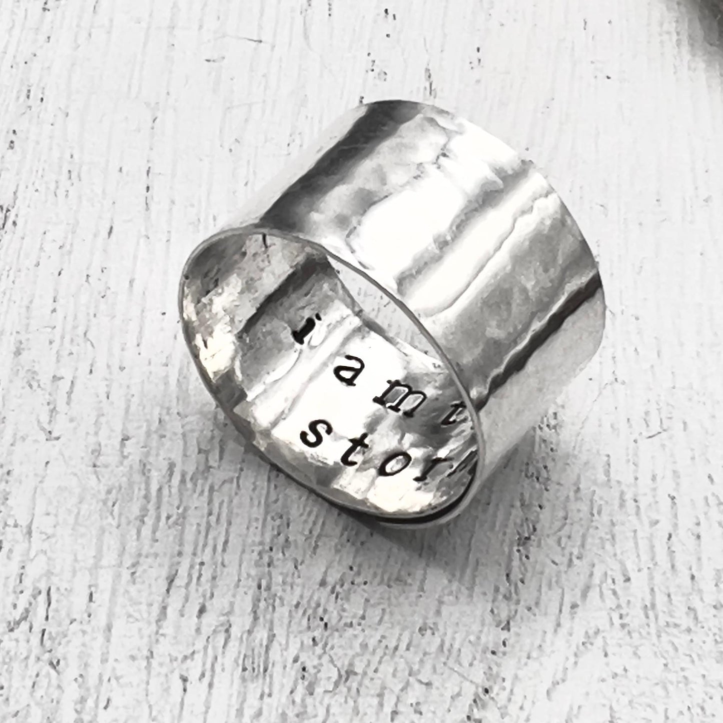 Sterling Silver Wide Band Ring | Personalized Ring | Adjustable Ring | 1/2" Wide Ring | Inside Message Ring |  Thumb Ring | Gift for Her