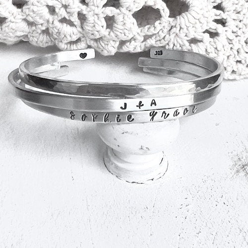 Personalized Bracelet | Custom Quote | Sterling Silver Cuff | Hand Stamped Jewelry |  Stacking Cuff | Personalized Gift For Her