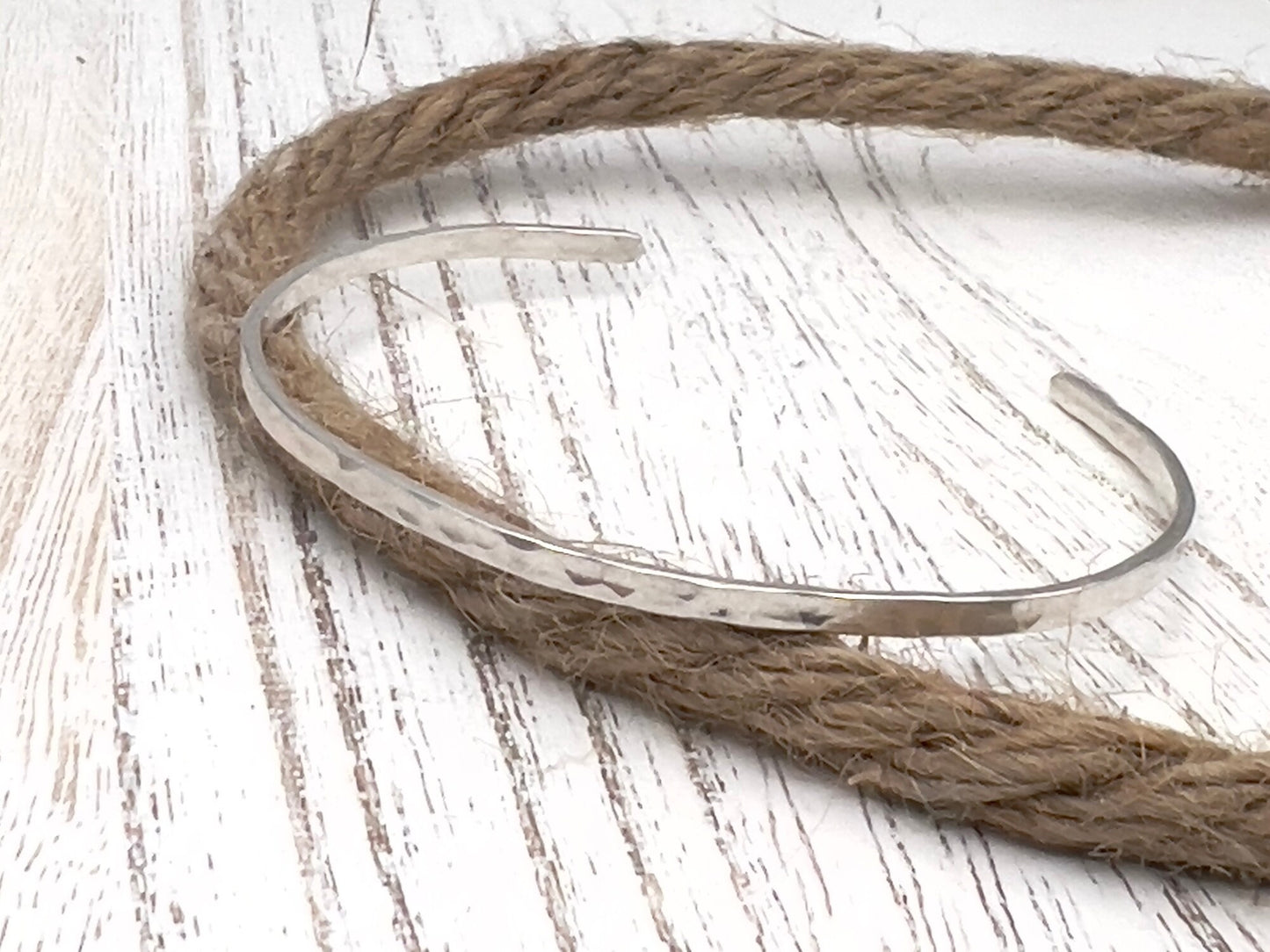 Sterling Silver Bracelet | Handmade Silver Bracelet | Skinny Stacking Cuff | Hammered Bracelet | Minimalist Jewelry | Gift for her