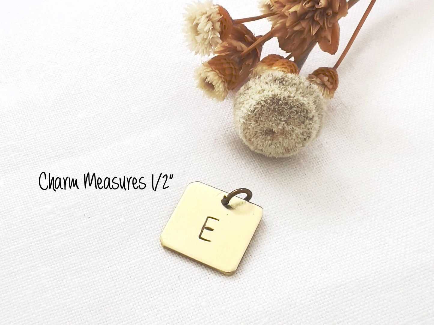 Personalized Brass Square Initial Charm | Custom Letter Pendant | Add on Charm For Necklace | Bracelet Initial Charm |  Personalized Gift