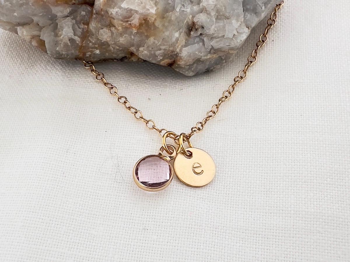 Personalized Birthstone Necklace | Inital Charm | Gift for Mom