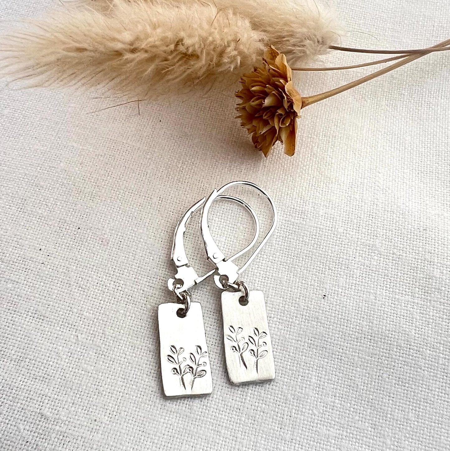 Sterling Silver Leaf Earrings |Botanical Dangle | Nature Jewelry