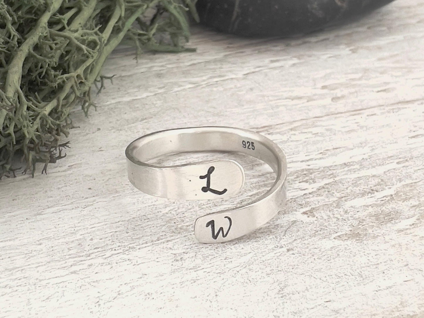 Sterling Silver Thumb Ring | Ring With Initial | Ring with Heart | Silver Wrap Ring | Adjustable Ring | Gift for Him | Gift For Her