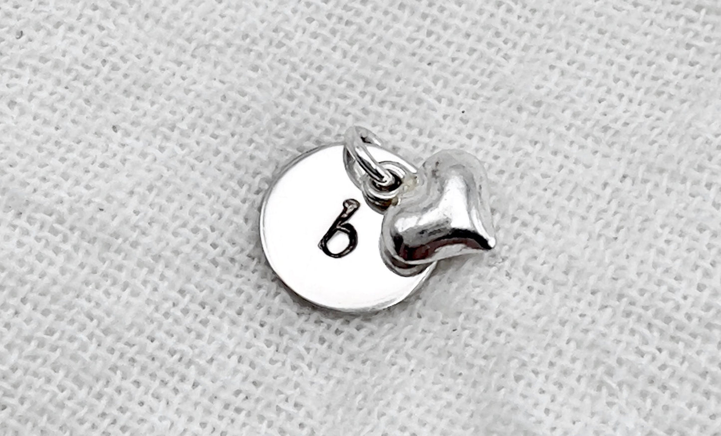 Personalized Initial Charm Sterling Silver Letter Charm | Heart Charm |  Add On Charm | Hand Stamped Necklace Charm | Gift For Her