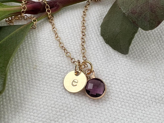 Personalized Birthstone Necklace | Inital Charm | Gift for Mom