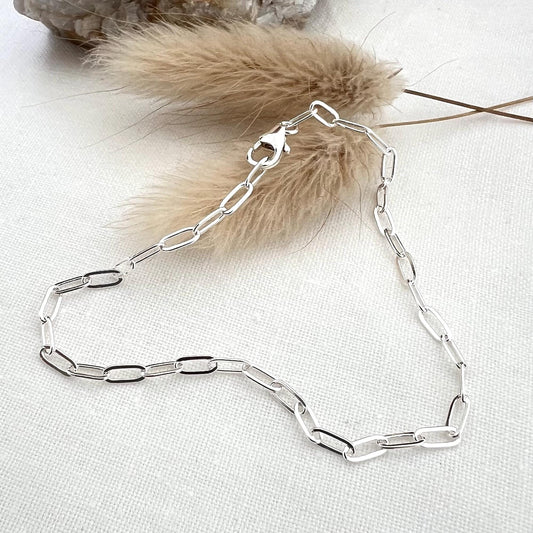 Sterling Silver Paperclip Bracelet | Chain Link Bracelet | Bracelet For Charms | Add on Charm Bracelet | Gift For Her