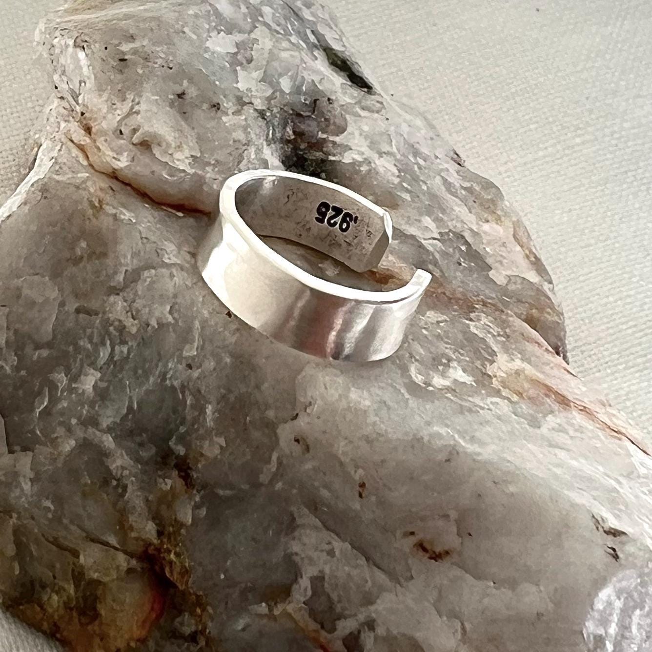 Ear Cuff | Hammered Sterling Silver Ear Cuff | 4mm Wide Ear Cuff | No Piercing | Textured Hammered Finish Ear Cuff | Minimalist Ear Cuff