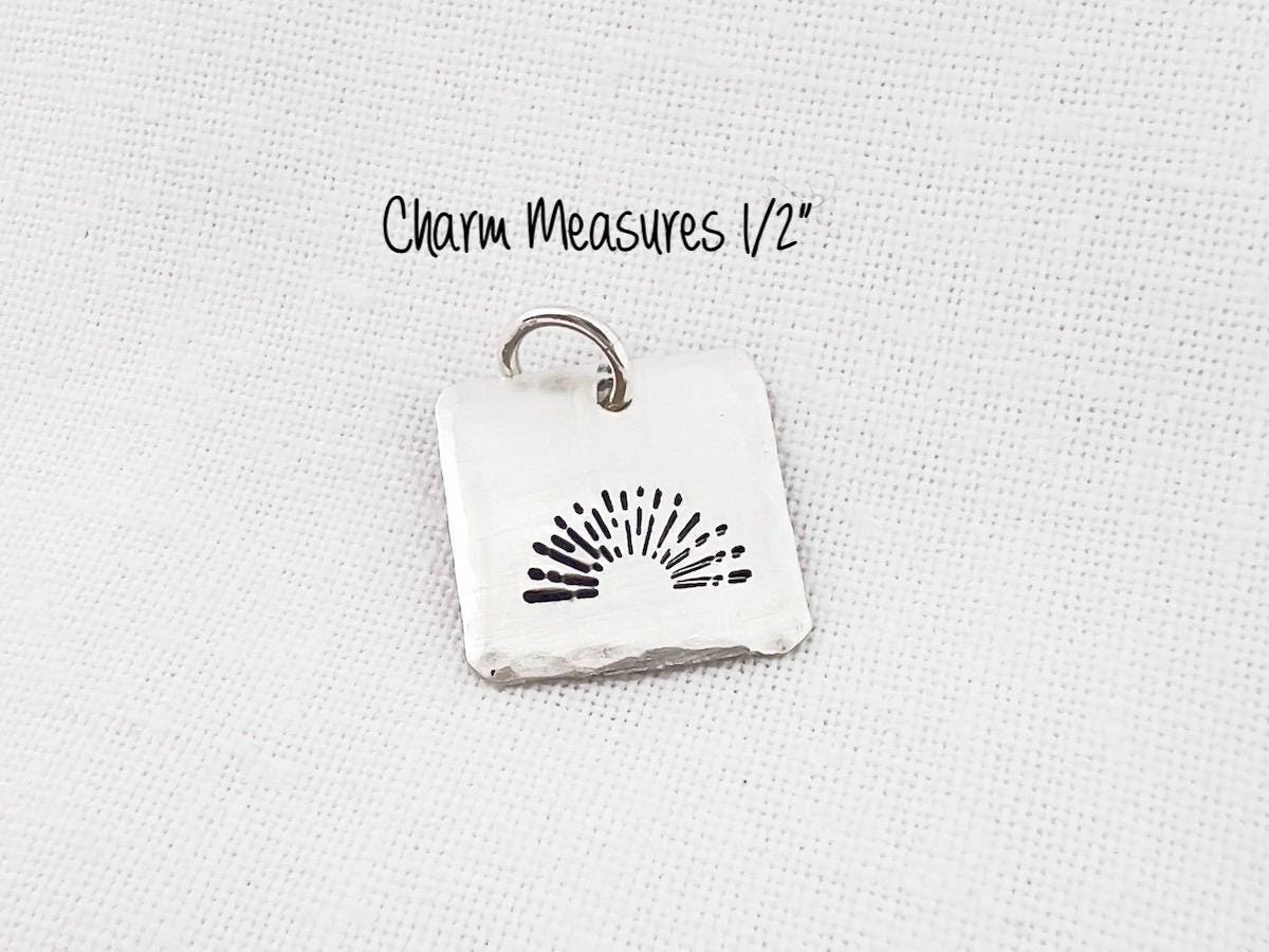 Hand Stamped Sunrise Sterling Silver Charm | Custom Pendant