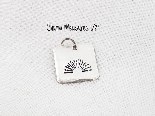 Hand Stamped Sunrise Sterling Silver Charm | Custom Pendant