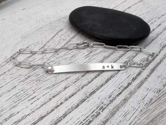 Sterling Silver Bar Name Bracelet | Personalized Bracelet | Skinny Bracelet | Custom Bracelet | Paper Clip | Gift For Her