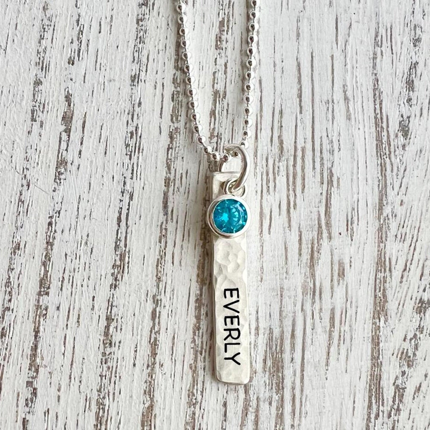 Personalized Name Necklace | Custom Name Jewelry | Birthstone Jewelry | Sterling Silver Jewelry | Hand Stamped | Bar Necklace | Gift For Mom