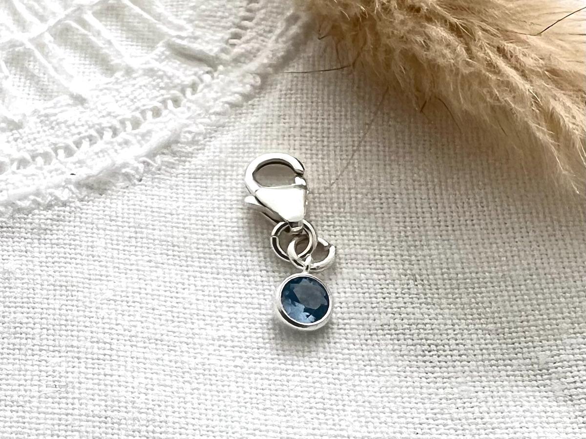 Something Blue Charm | Sterling Silver Clip-On Blue Sapphire Stone Charm | Bridal Gift – Wedding Tradition | Bride Keepsake
