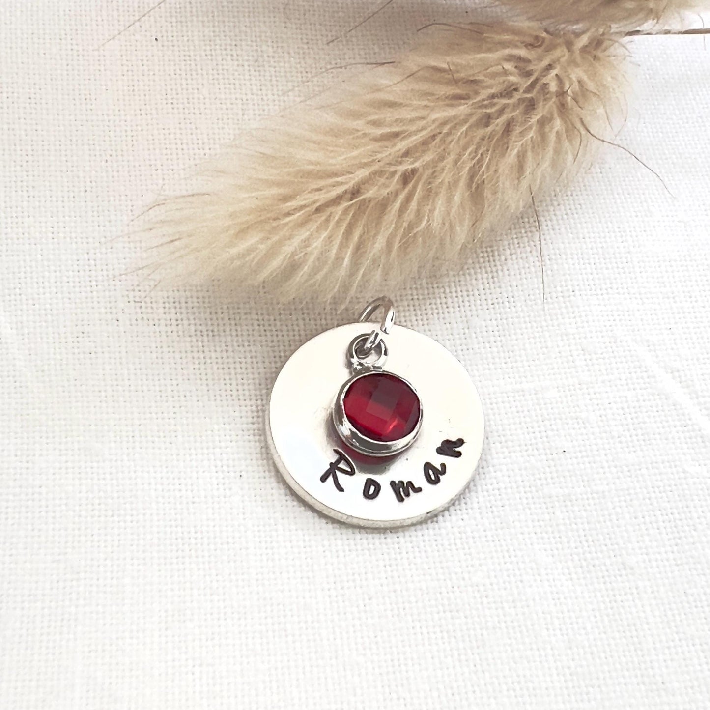 Personalized Sterling Silver Name Charm with Birthstone