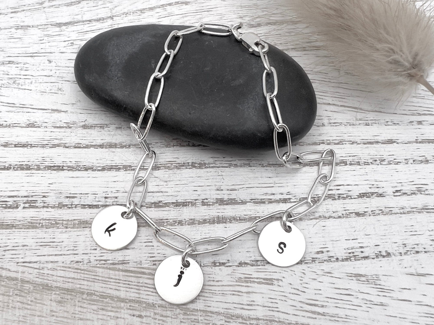 Personalized Charm Bracelet | Paperclip Bracelet | Sterling Silver | Initial Bracelet | Gift for Mom