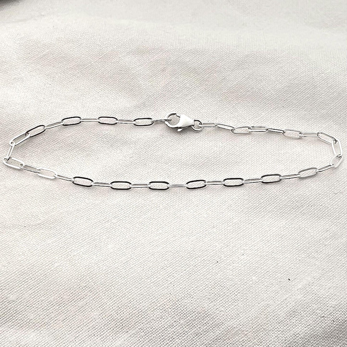 Sterling Silver Paperclip Chain Anklet, Modern Anklet, Summer Ankle Bracelet, Anklet For Women, Gift For Her
