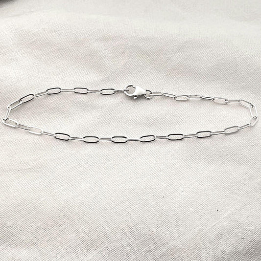 Sterling Silver Paperclip Chain Anklet, Modern Anklet, Summer Ankle Bracelet, Anklet For Women, Gift For Her