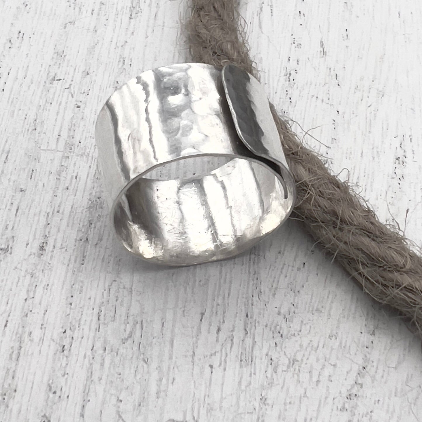 Sterling Silver Wide Band Ring | Personalized Ring | Adjustable Ring | 1/2" Wide Ring | Inside Message Ring |  Thumb Ring | Gift for Her