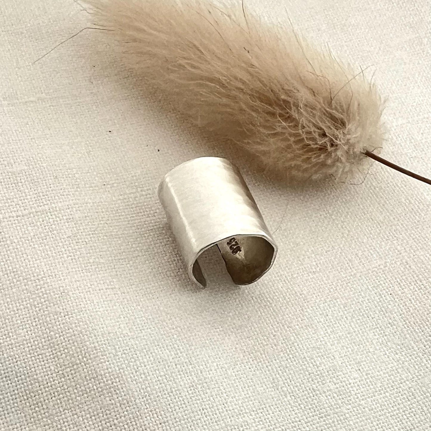 Hammered Sterling Silver Ear Cuff: Wide Non Pierced Earring