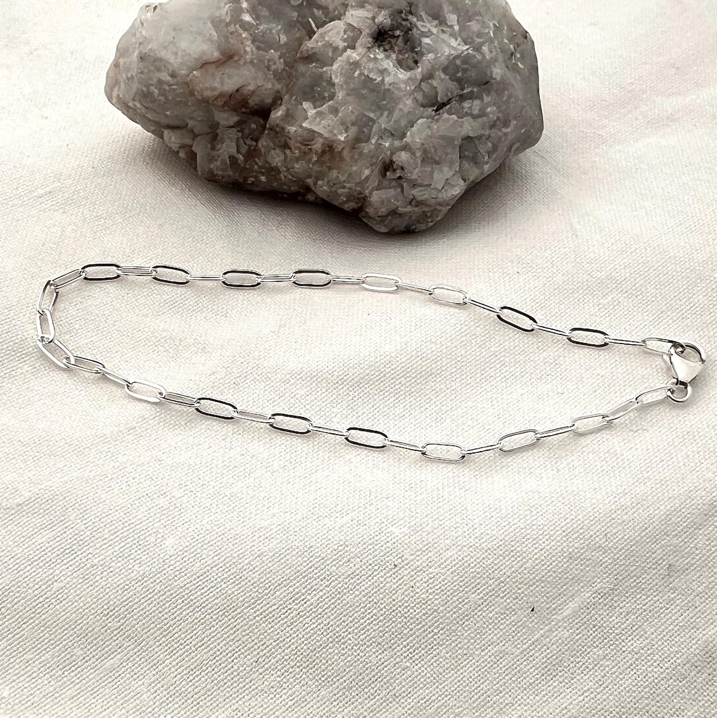 Sterling Silver Paperclip Chain Anklet, Modern Anklet, Summer Ankle Bracelet, Anklet For Women, Gift For Her