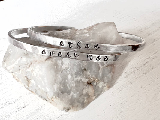Personalized Bracelet | Custom Quote | Sterling Silver Cuff | Hand Stamped Jewelry |  Stacking Cuff | Personalized Gift For Her