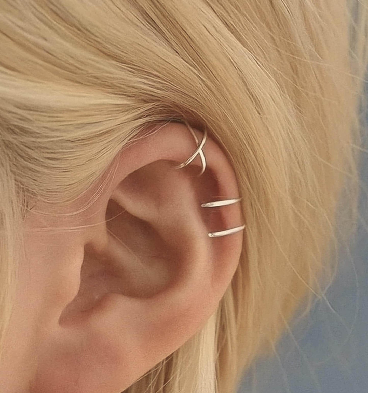 Sterling Silver Non Piercing Ear Cuff | Criss Cross Cartilage Ear Wrap