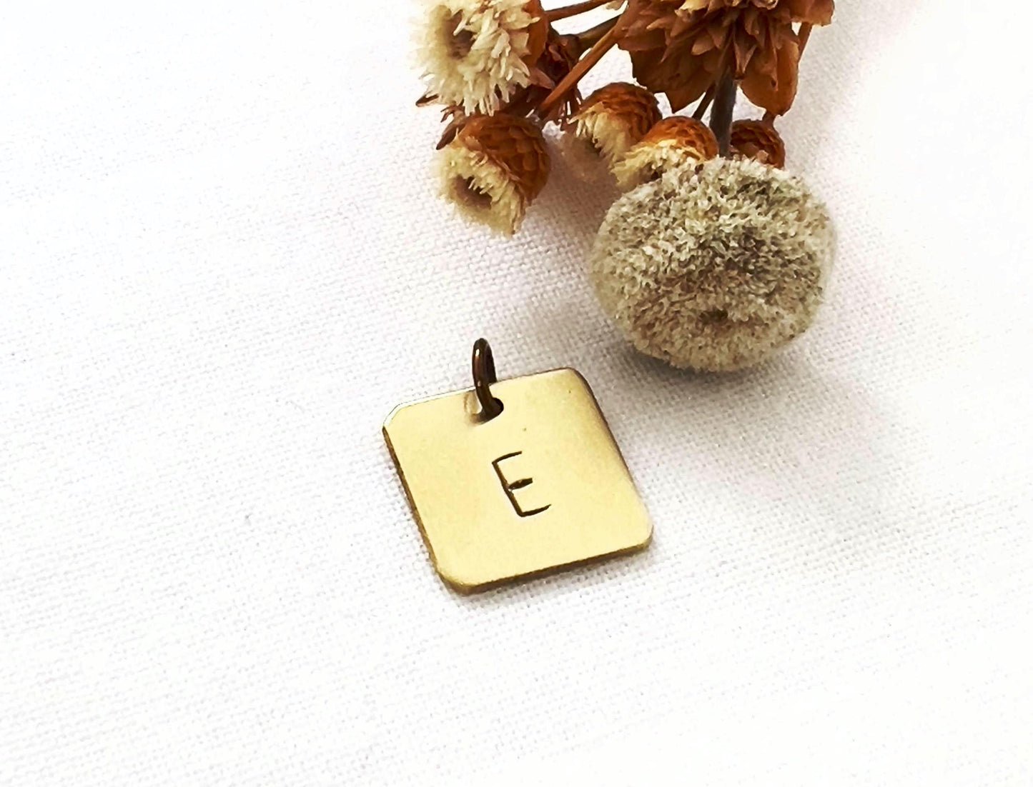 Personalized Brass Square Initial Charm | Custom Letter Pendant | Add on Charm For Necklace | Bracelet Initial Charm |  Personalized Gift