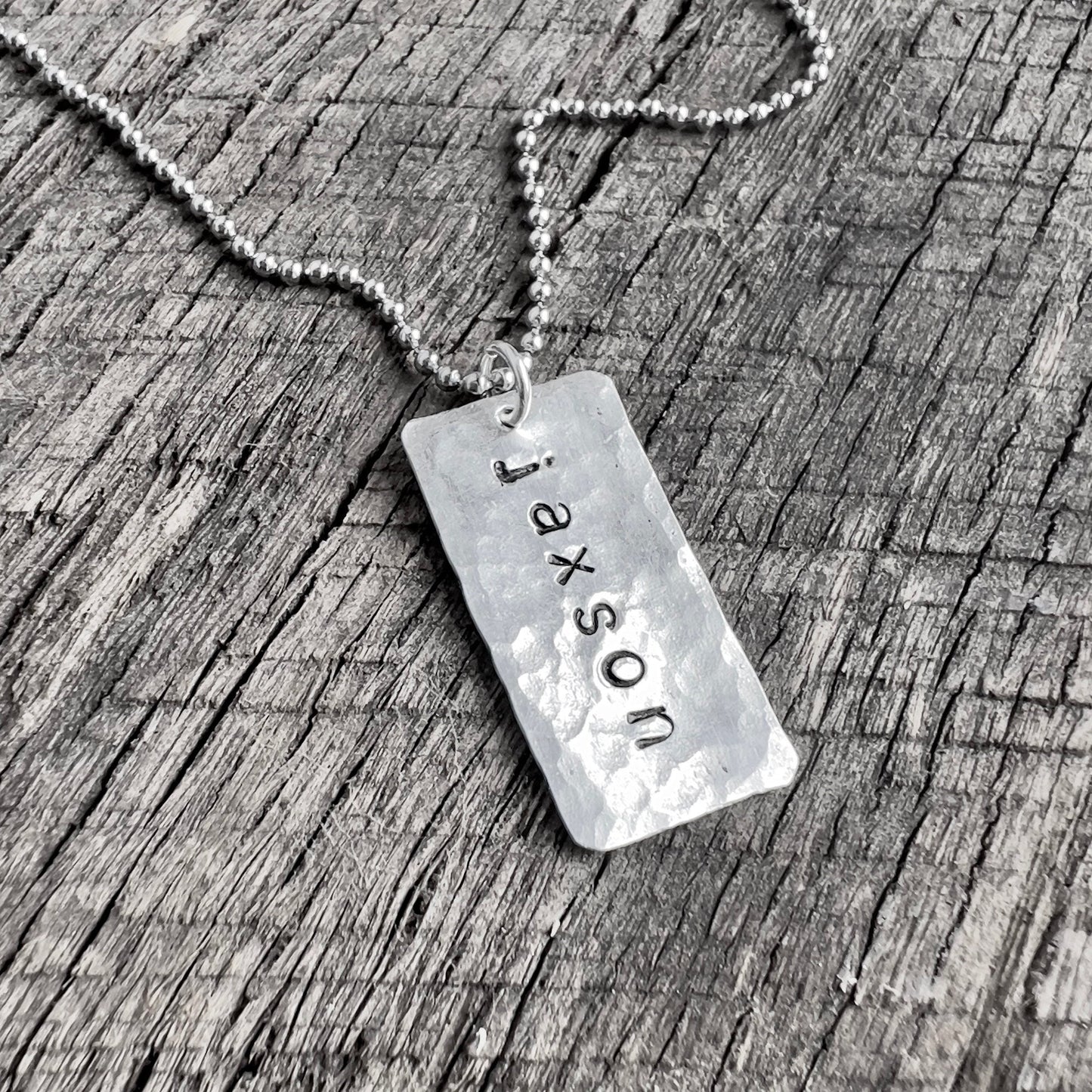 Personalized Name Necklace | Hand Stamped, | Sterling Silver | Name Tag | Custom Name Jewelry | Gift For Dad