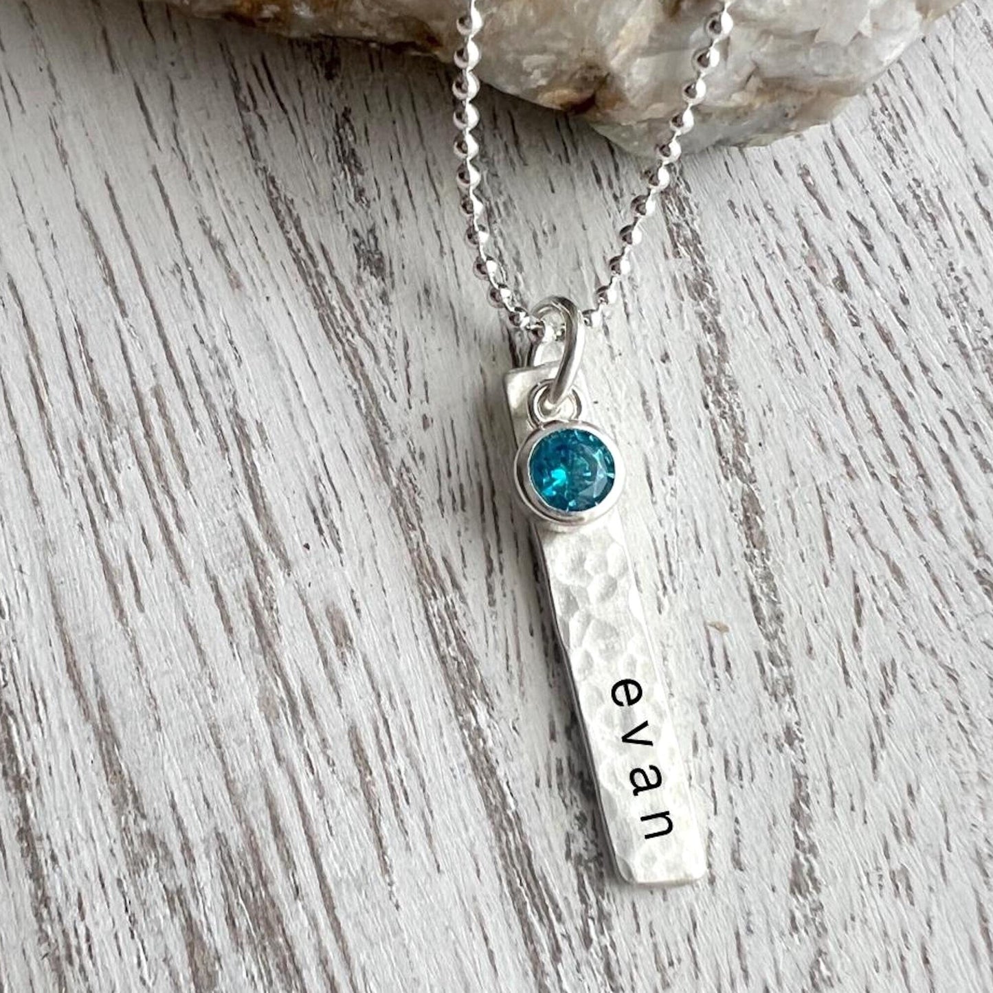 Personalized Name Necklace | Custom Name Jewelry | Birthstone Jewelry | Sterling Silver Jewelry | Hand Stamped | Bar Necklace | Gift For Mom