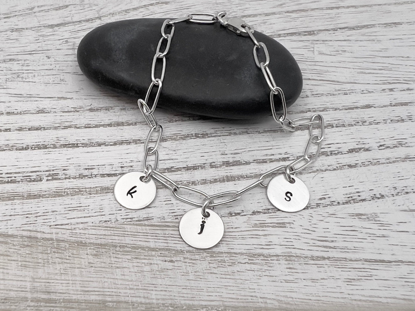 Personalized Charm Bracelet | Paperclip Bracelet | Sterling Silver | Initial Bracelet | Gift for Mom