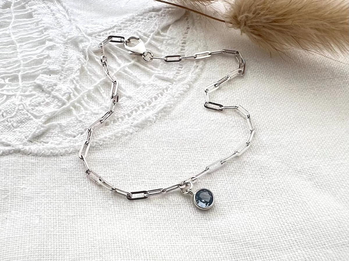 Something Blue Gift for Bride | Sterling Silver Blue Sapphire Stone Bracelet | Bridal Jewelry | Wedding Gift | Bride Bracelet