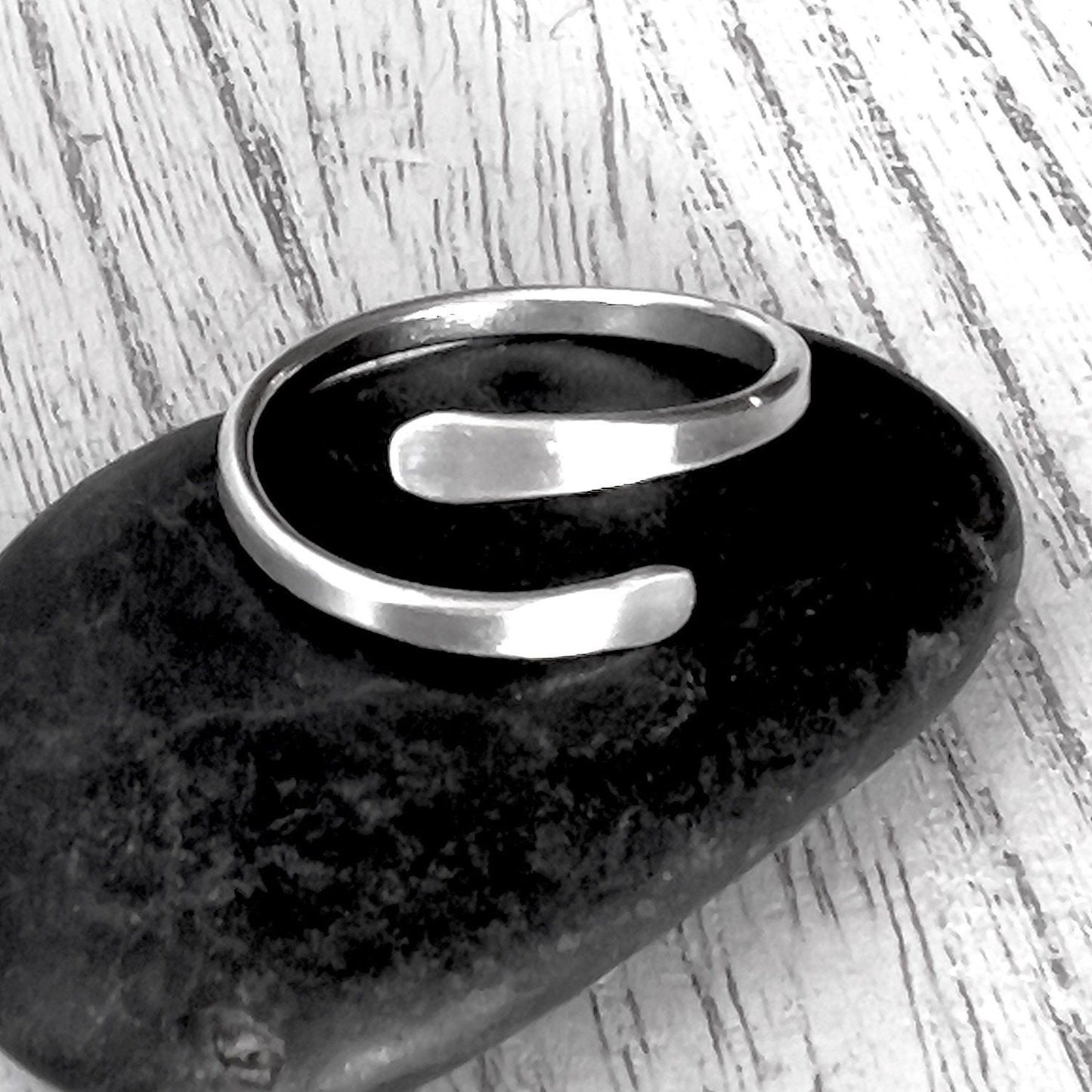 Sterling Silver Thumb Ring | Ring With Initial | Ring with Heart | Silver Wrap Ring | Adjustable Ring | Gift for Him | Gift For Her