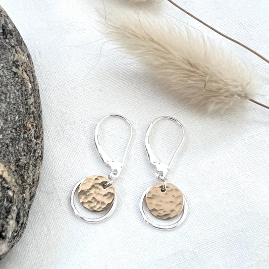 Two-Tone Dangle Earrings | Sterling Silver & Gold Filled | Handmade Lever Backs