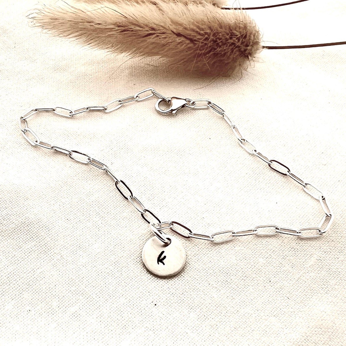 Sterling Silver Anklet with Initial | Personalized Ankle Bracelet | Custom Letter Charm | Gift for Her