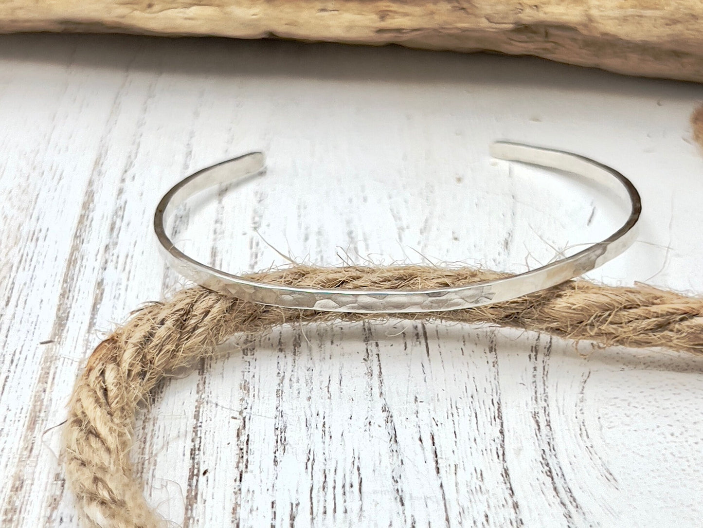 Sterling Silver Bracelet | Handmade Silver Bracelet | Skinny Stacking Cuff | Hammered Bracelet | Minimalist Jewelry | Gift for her