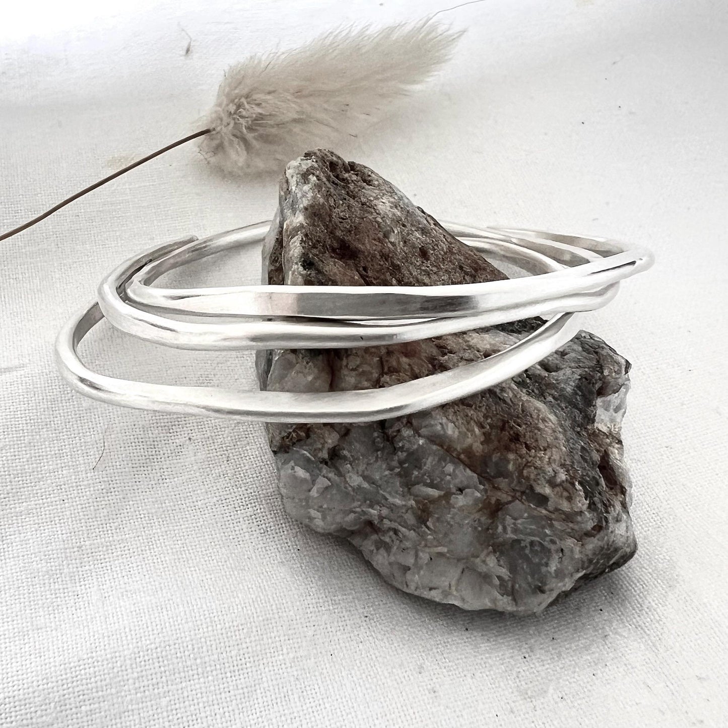 Sterling Silver Organic Shaped Cuff Bracelet | Sculptural Bangle | Minimalist Jewelry