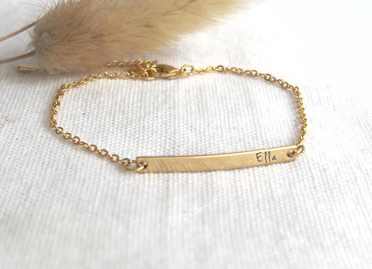 Dainty Personalized Bar Bracelet for Names, Dates, Coordinates | Gold Filled Bar Bracelet