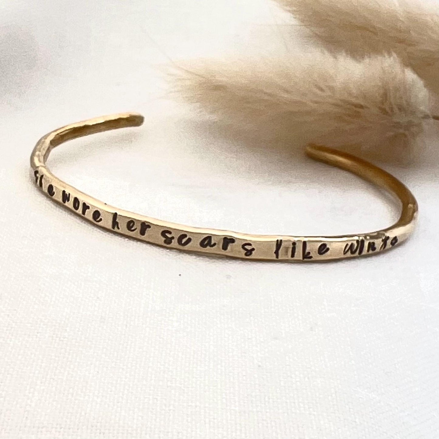 She Wore Her Scars Like Wings | Inspirational Jewelry | Custom Quote Bracelet | Gift for Her | Empowerment Bracelet | Hand Stamped Cuff