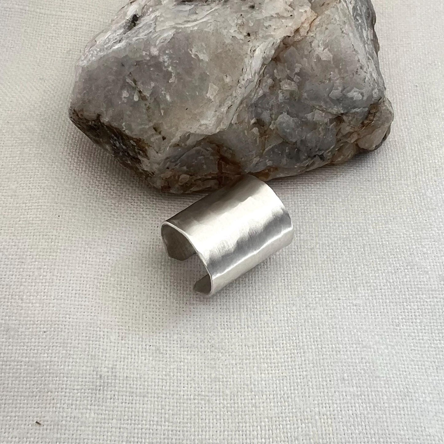 Hammered Sterling Silver Ear Cuff: Wide Non Pierced Earring